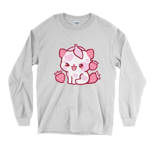 Cute Strawberry Cat Funny Long Sleeve T shirt