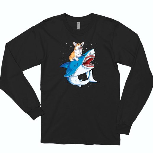 Dog Riding Shark Cute Long Sleeve T shirt