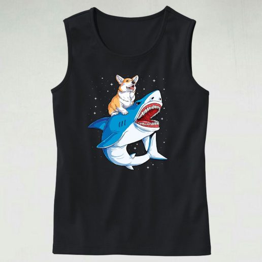 Dog Riding Shark Cute Tank Top