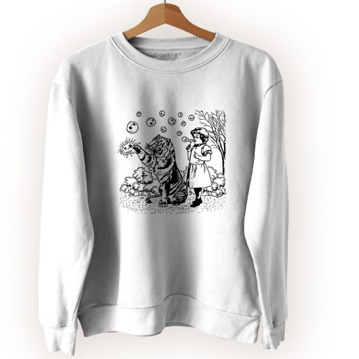 Girl And Tiger Shirt Blowing Skull Bubbles Weird Vintage Sweatshirt