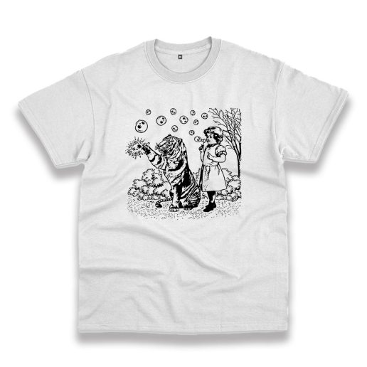 Girl And Tiger Shirt Blowing Skull Bubbles Weird Vintage Tshirt