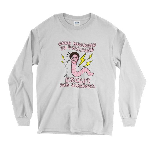 Good Morning To Everyone Worm With Mustache Vintage Long Sleeve Shirt