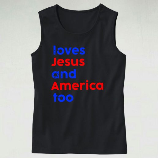 Love Jesus And America Too Cute Tank Top