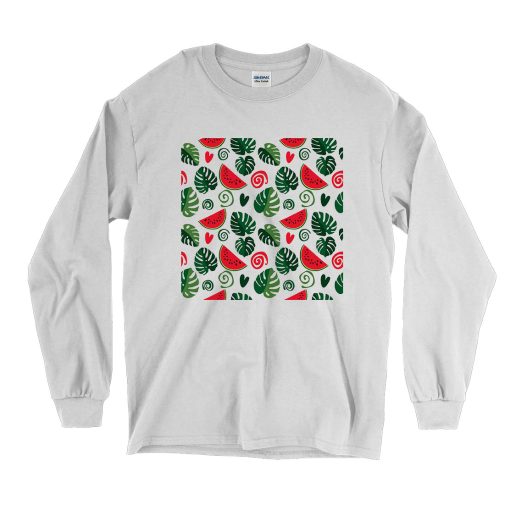 Monstera Leaves And Watermelon Vintage Long Sleeve Shirt