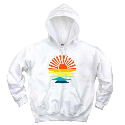 Retro Sunset Rays Wavy Aesthetic Graphic Hoodie