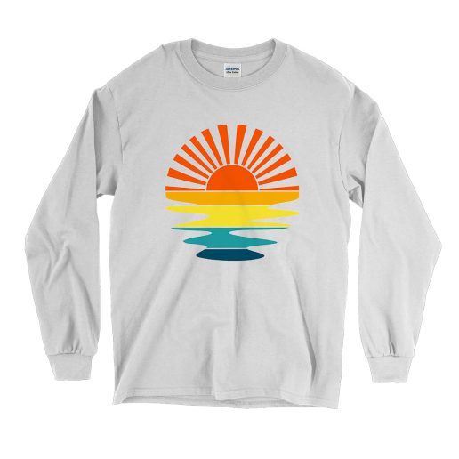 Retro Sunset Rays Wavy Vintage Long Sleeve Shirt