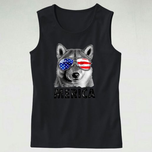 Shiba 4th Of July American Pride Cute Tank Top