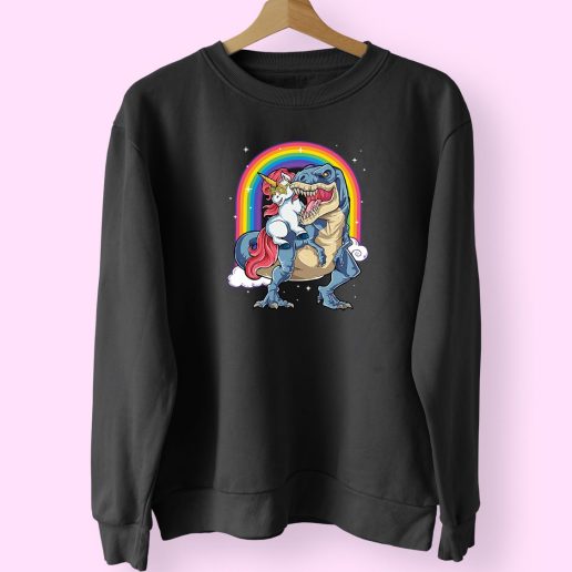 Unicorn Riding T Rex Cute Sweatshirt