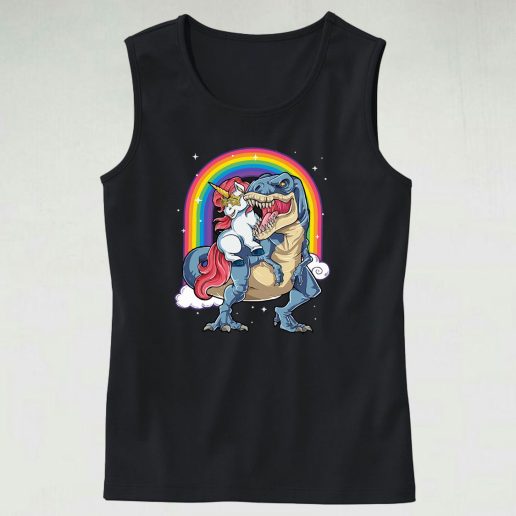 Unicorn Riding T Rex Cute Tank Top