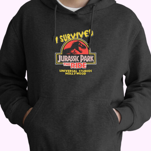 90s I Survived Jurassic Park The Ride Universal Studios Hoodie Design