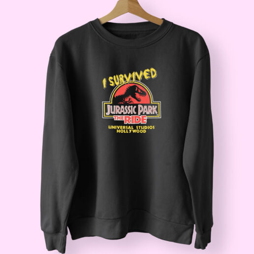 90s I Survived Jurassic Park The Ride Universal Studios Sweatshirt Design