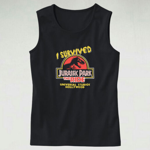 90s I Survived Jurassic Park The Ride Universal Studios Tank Top Design