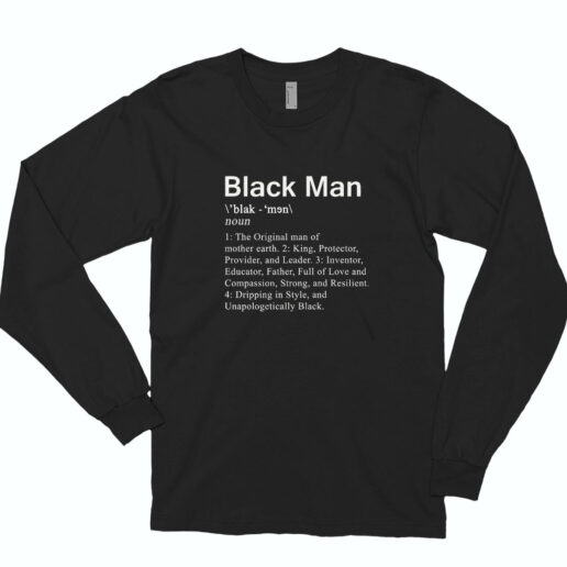 Black Men Definition Long Sleeve Shirt Classic Style