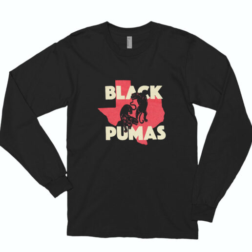 Black Pumas Texas Charcoal Long Sleeve Shirt Classic Style