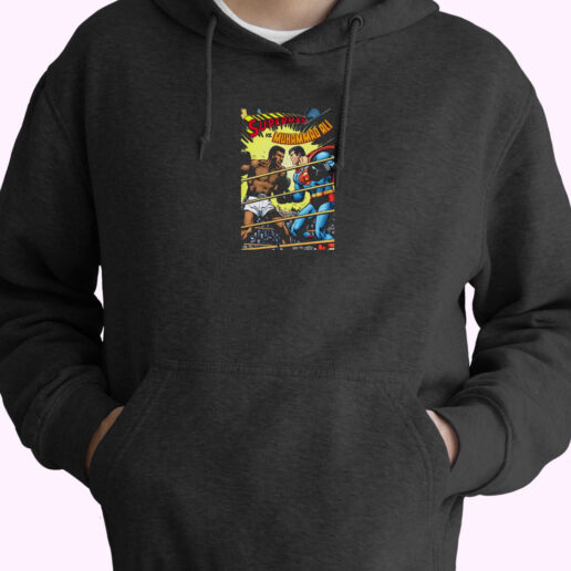 Blanc Muhammad Ali Vs Superman Parody Hoodie Design