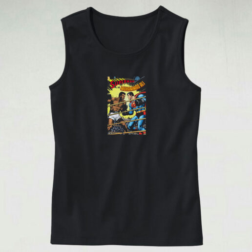 Blanc Muhammad Ali Vs Superman Parody Tank Top Design