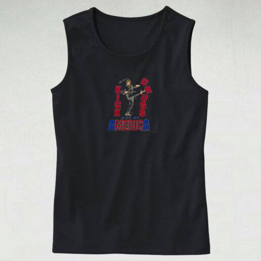 Chuck Norris Kick Drugs Out Of America Tank Top Design