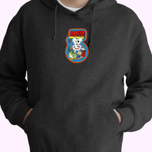 Danger Mouse Retro Video Cover Black Hoodie Design