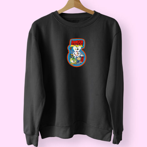 Danger Mouse Retro Video Cover Black Sweatshirt Design