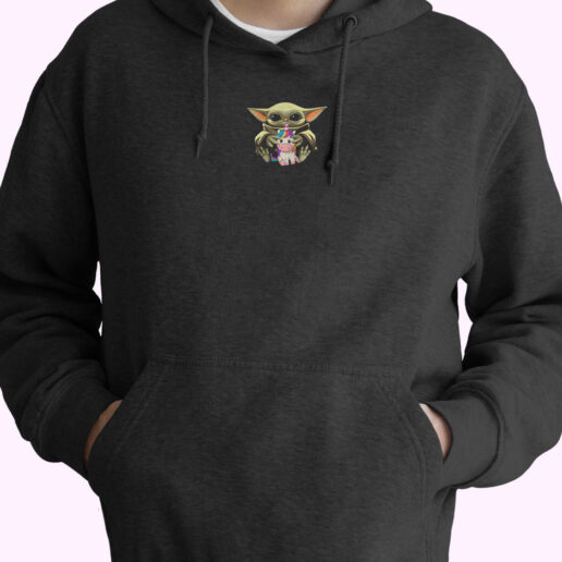 Funny Baby Yoda Hug Unicorn Hoodie Design