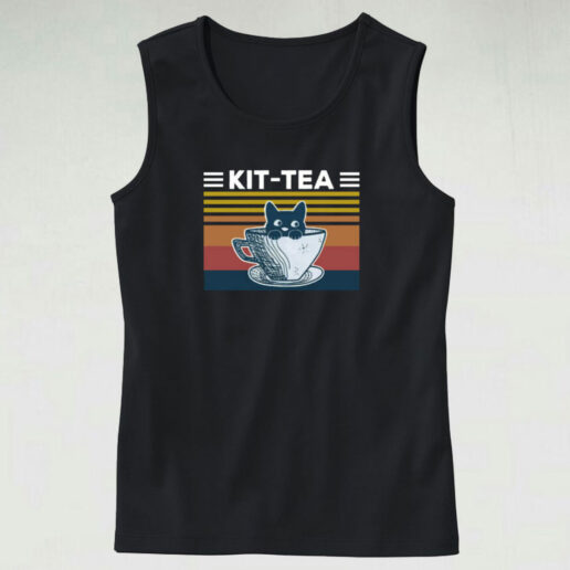 Funny Cat Kit Tea Cat And Tea Lovers Tank Top Design