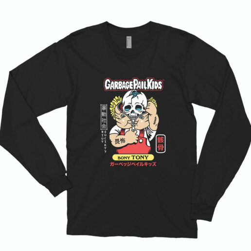 Garbage Pail Kids Bony Tony Cool Skull Long Sleeve Shirt Classic Style