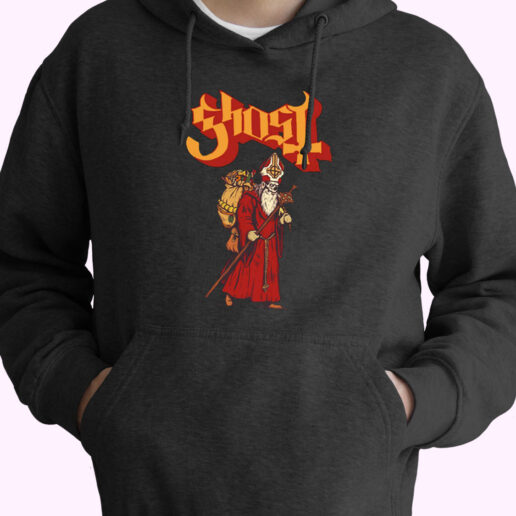 Ghost Greetings From Papa Noel Slim Fit Hoodie Design