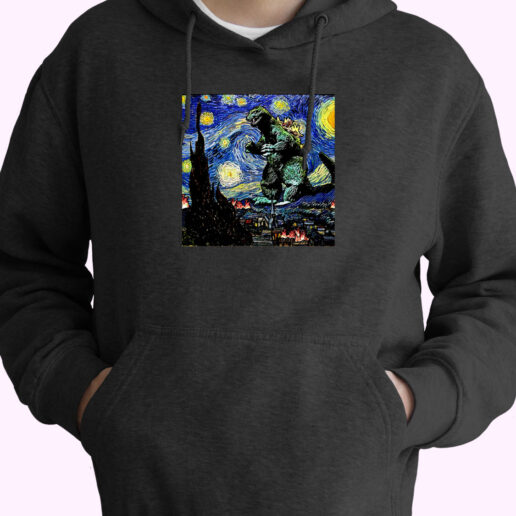 Godzilla Starry Night Van Gogh Hoodie Design