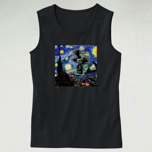 Godzilla Starry Night Van Gogh Tank Top Design