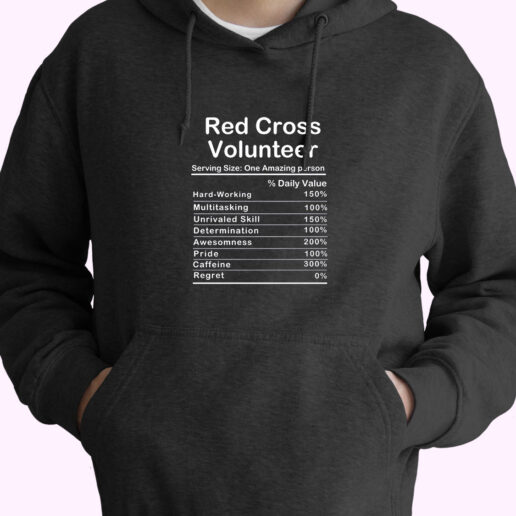 Hoodie Red Cross Volunteer Nutrition Facts 90s Style