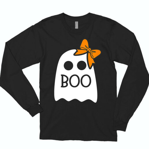 Long Sleeve T Shirt Boo Girls Halloween 90s Style