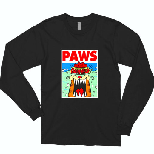 Long Sleeve T Shirt Garfield Paws Jaws 90s Style