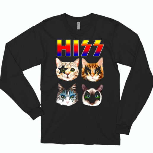 Long Sleeve T Shirt Hiss Funny Cats 90s Style