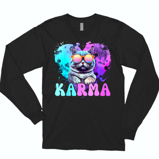 Long Sleeve T Shirt Karma Cat Lover 90s Style