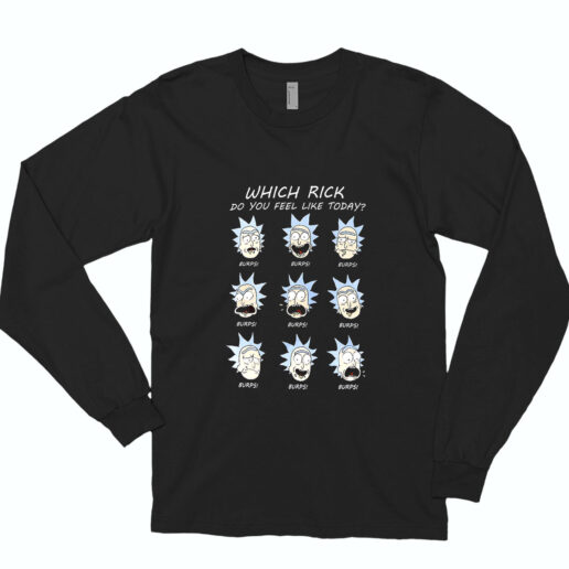 Long Sleeve T Shirt Rick And Morty Emoticon Face 90s Style