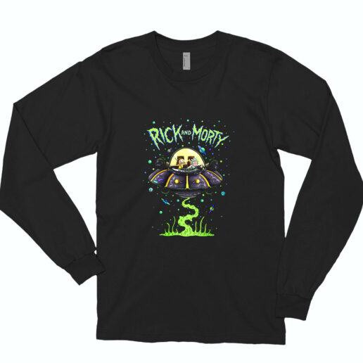 Long Sleeve T Shirt Rick Morty Space Cruiser 90s Style