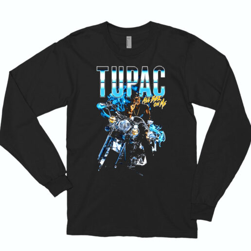 Long Sleeve T Shirt Tupac All Eyez On Me Motorcycle 90s Style