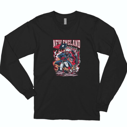 New England Football Vintage Style Graphic Long Sleeve Shirt Classic Style