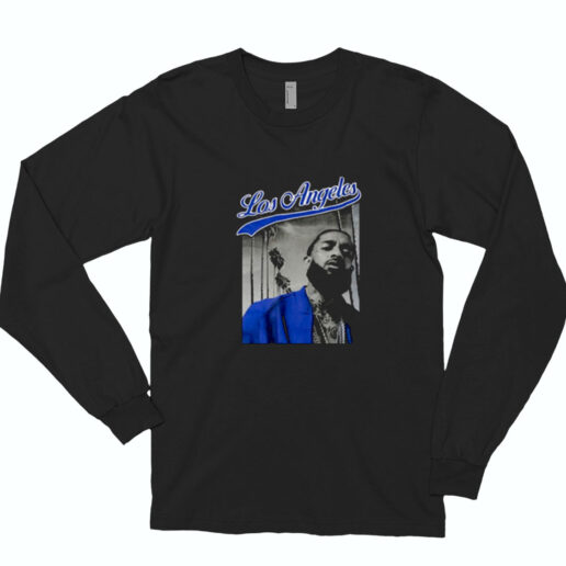 Nipsey Hussle Blue Los Angeles Vintage Long Sleeve Shirt Classic Style