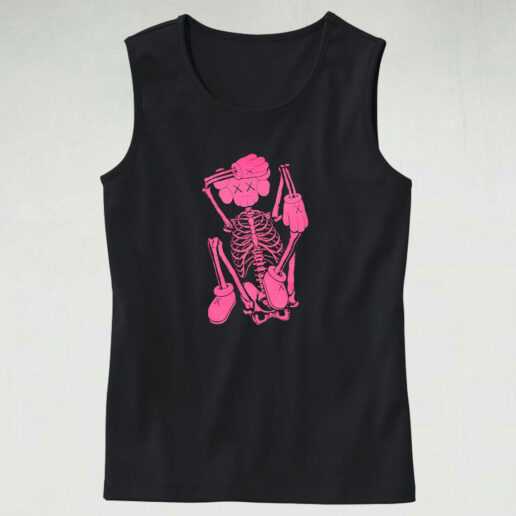 Rare Kaws Skeleton New Fiction Pink Tank Top Design