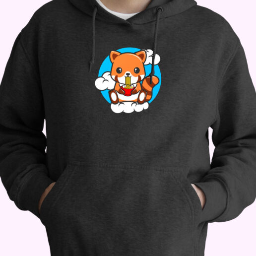 Red Panda Sitting On A Cloud And Eating Ramen Hoodie Design