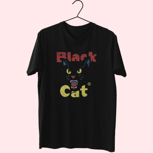 Retro Black Cat Retro Fireworks Vintage Halloween Essentials T shirt