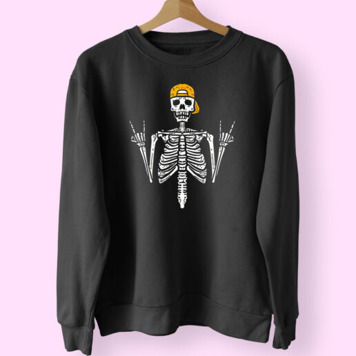 Sweatshirt Rocker Skeleton Cap 90s Style