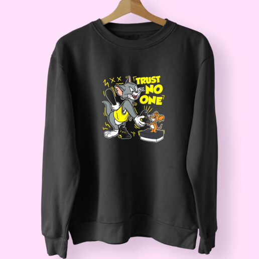 Sweatshirt Tom Jerry Trust No One 90s Style