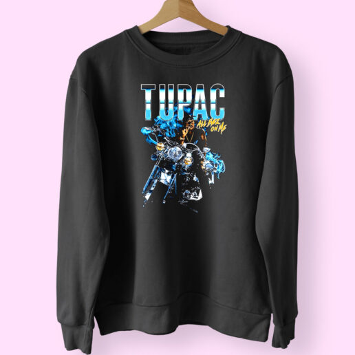 Sweatshirt Tupac All Eyez On Me Motorcycle 90s Style