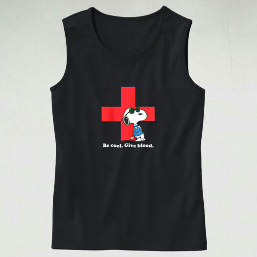 Tank Top Red Cross Snoopy Shirt Be Cool Give Blood 90s Style