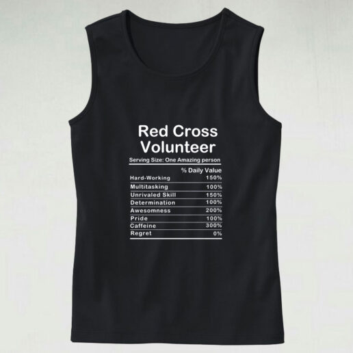 Tank Top Red Cross Volunteer Nutrition Facts 90s Style