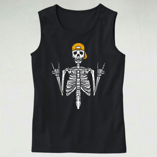 Tank Top Rocker Skeleton Cap 90s Style