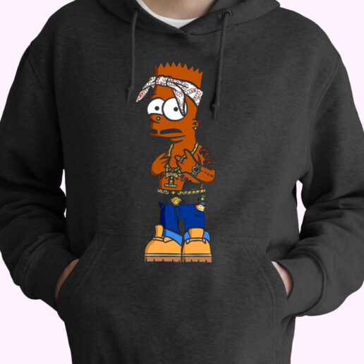 Trendy Homage Bart Tupac Shakur Meme Hoodie Style