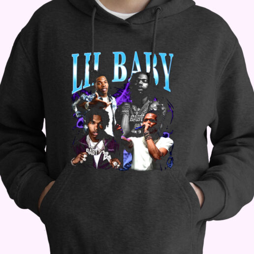 Trendy Homage Lil Baby Black Rapper Hoodie Style